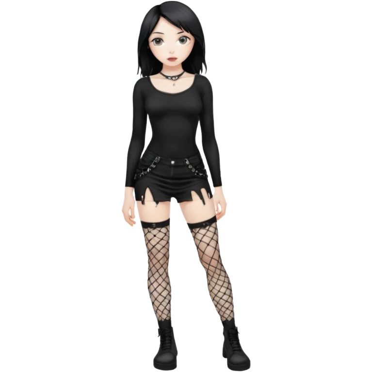 alt-girl в чёрной одежде в полный рост  emoji