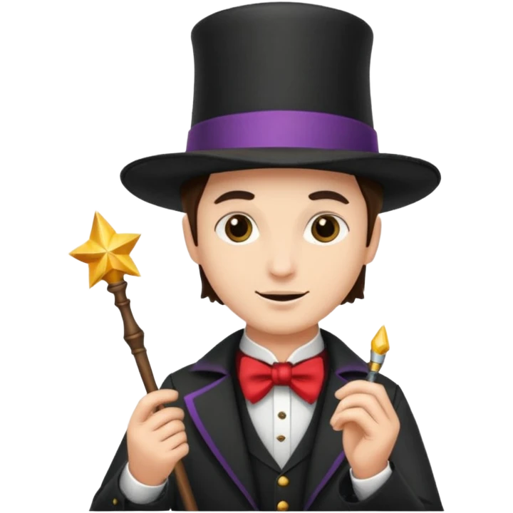 Ein magier mit Hut und Zauberstab emoji