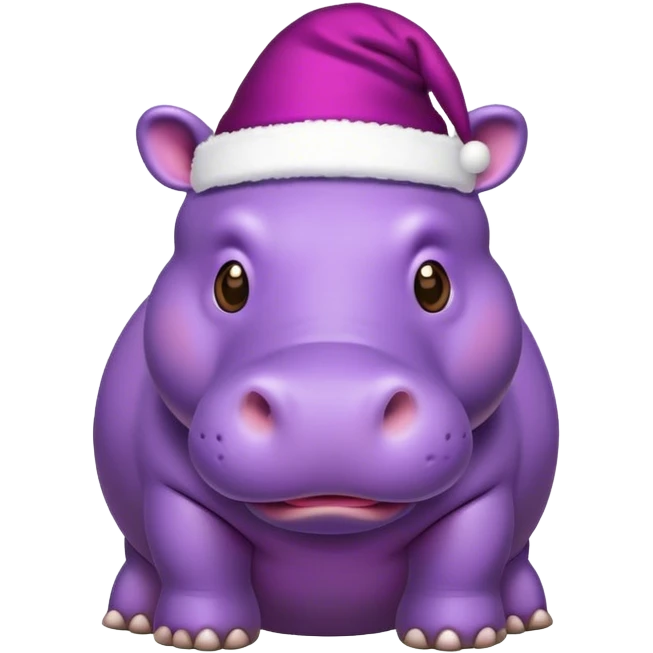 Purple hippo with Christmas hat emoji