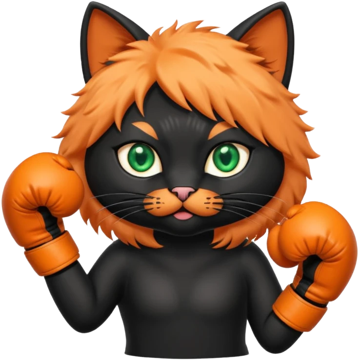 Black cat wearing boxing gloves emoji