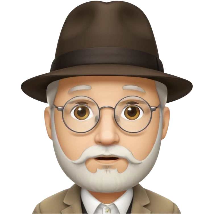 rabbi with white goatee, fedora, round rimmed glasses emoji