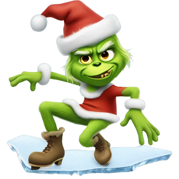el grinch patinando sobre hielo emoji
