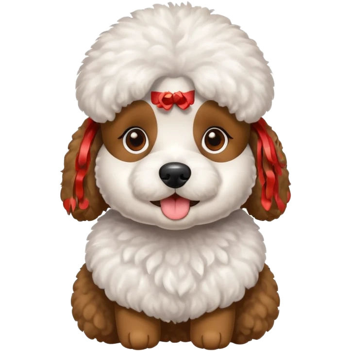 Perro caniche con un maites emoji