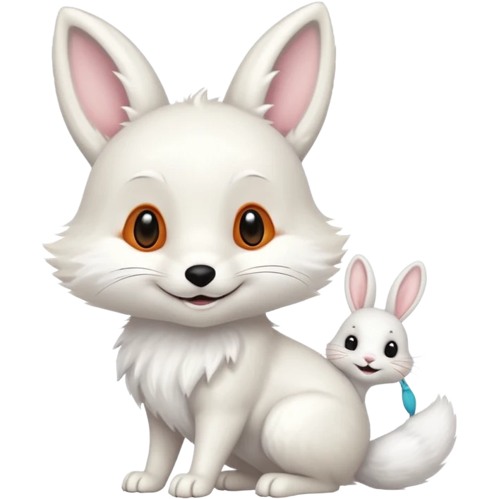 Smiling White fox  Fox with Bunny emoji