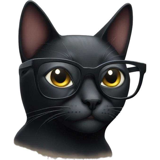 studying black cat wearing glasses emoji