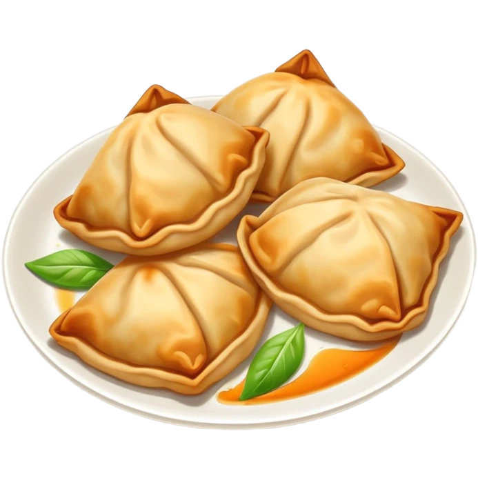 Shanghai fried dumplings with crispy bottom, simplified emoji style with bold outlines and bright colors, cartoon style pan-fried potstickers emoji