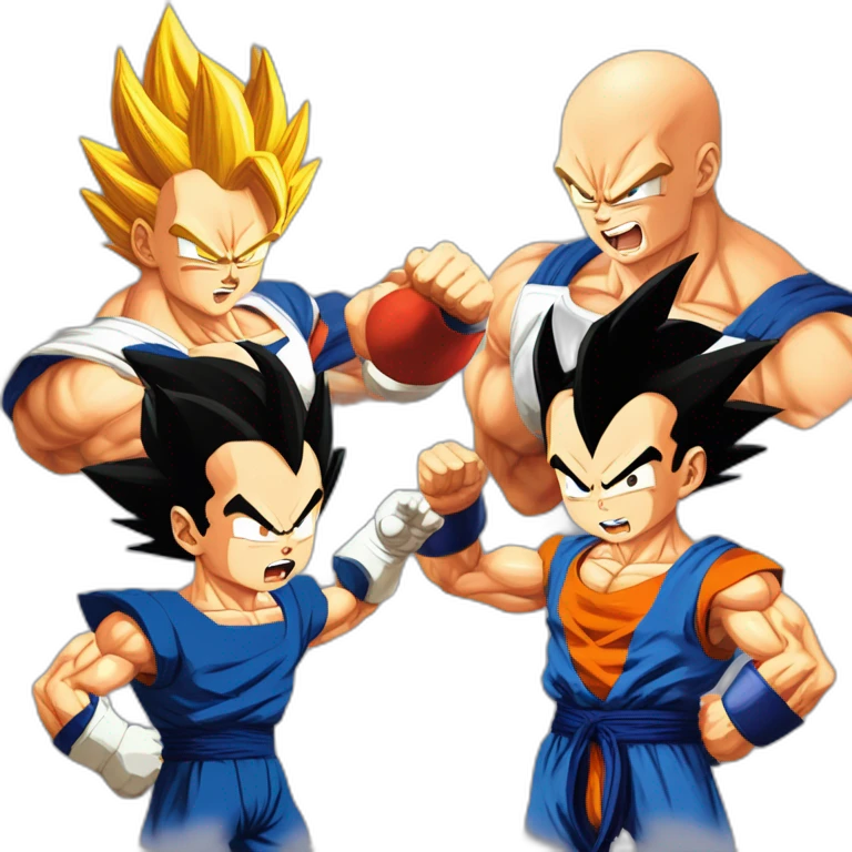 Geoff Keighley as vegeta and Angry Joe as Goku from Dragonball z fighting each other emoji