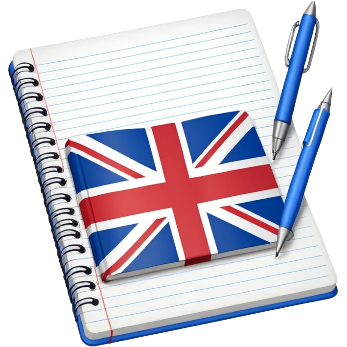 open notebook with UK flag on the page emoji