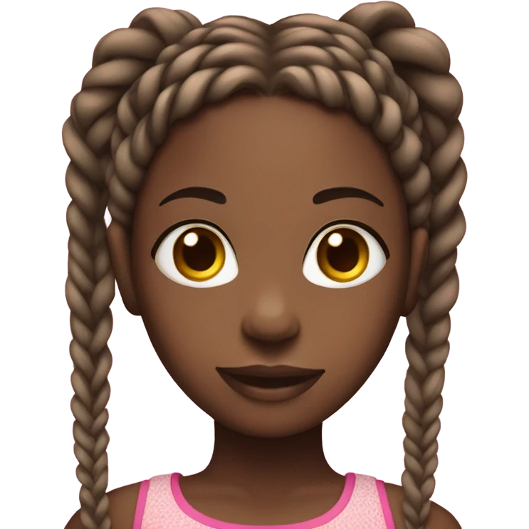 black girl with lots of black braids with pink at the front emoji
