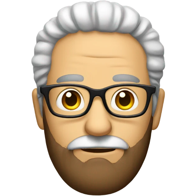 Guy with brown beard and reading glasses with his huge brain exposed emoji