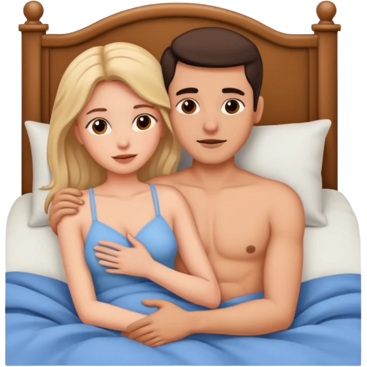 À naked man and woman naked doing sex naked in bed  emoji