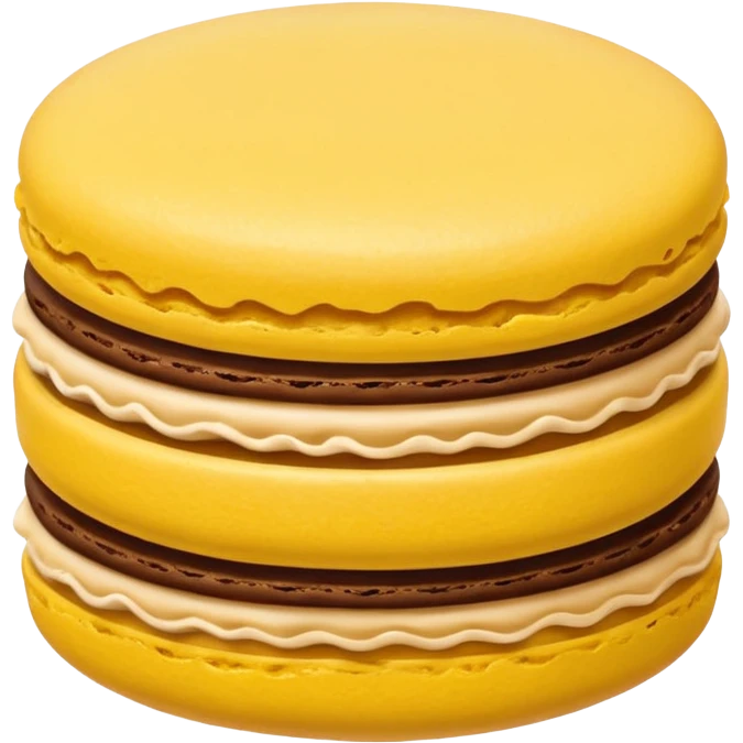 a single of yellow macaron with brown cream



















 emoji