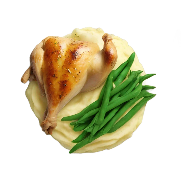 A chicken mashed potatoes and green bean dinner emoji