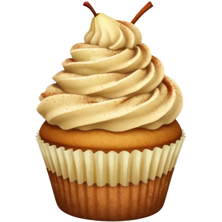 Pear topped cupcake with cinnamon dusting emoji