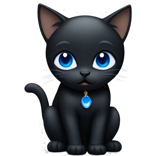 Black cat with blue ayes, crying with tears on his eyes emoji