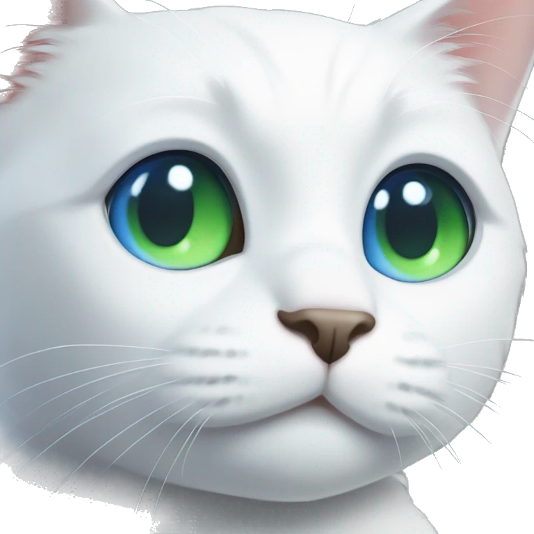 White cat with one blue and one green eyes! emoji