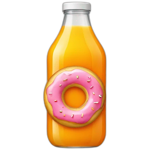 Orange juice bottle with donuts emoji