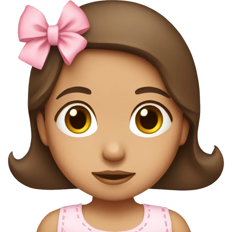 Brown hair Mexican Girl with Baby pink bow emoji