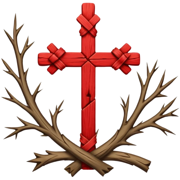 Consiste en una cruz de San Andrés ( X 𝑋 ) de color rojo, con contornos irregulares que representan los nudos de las ramas cortadas (a menudo representados como troncos "al natural" o nudosos). emoji