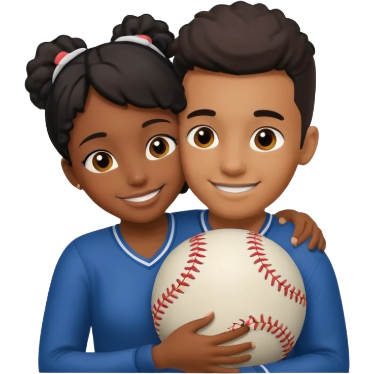 Black girl hugging his baseball boyfriend emoji