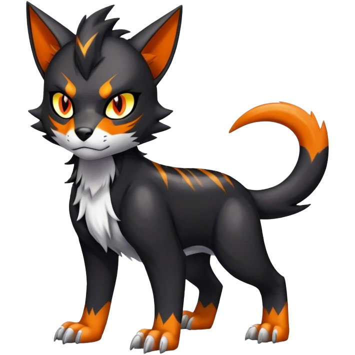 Cool edgy torracat-houndour-Digimon, full body emoji