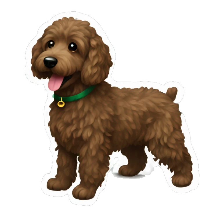 Black miniature golden doodle and dark brown golden doodle Christmas  emoji
