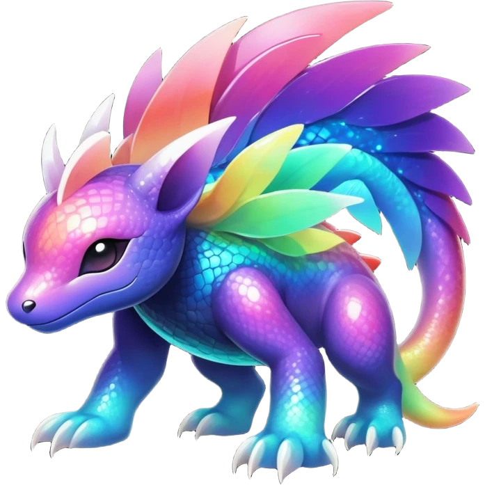  Shiny sparkly fantasy transparent bioluminescent luminescent vibrant bright pastel dark exotic tropical iridescent colorful nebula rainbow gradients cyber-Protogen-Fakémon-Pokémon-Vernid-creature emoji