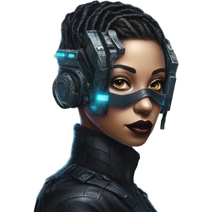 Cyberpunk hacker in bladerunner style, oil paint, epic eyes, intricate lips, exquisite pose, beautiful, desirable, logical emoji