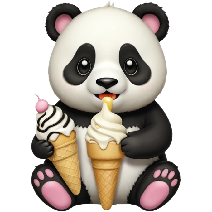 Panda eating ice cream emoji