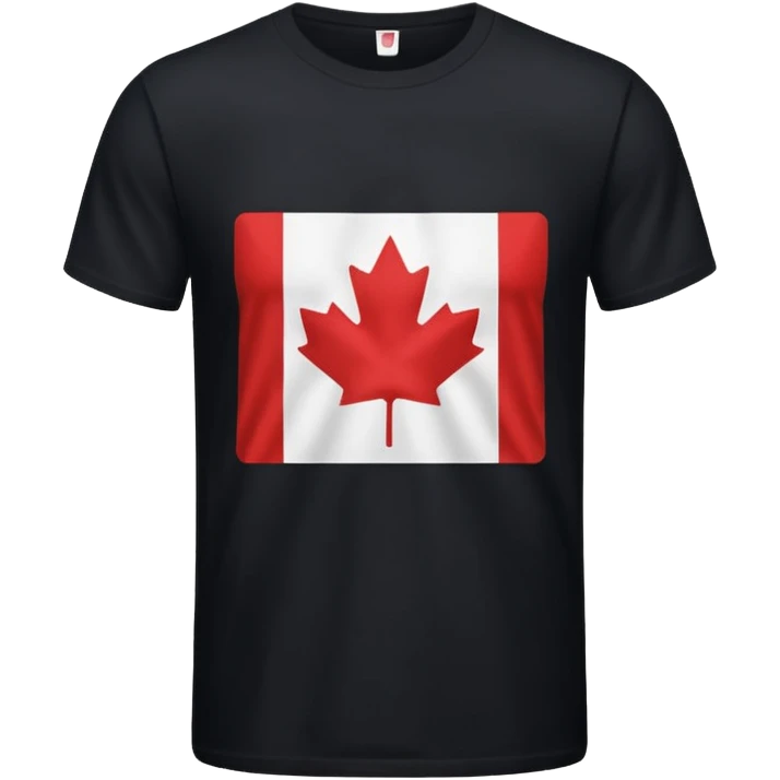 Isolated, realistic black tshirt, with Canadian flag graphic emoji