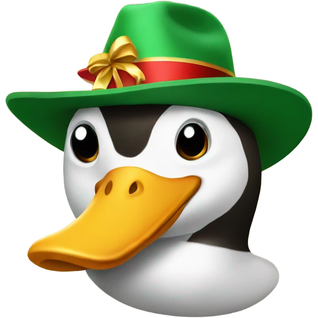 Pato con sombrero navideño emoji