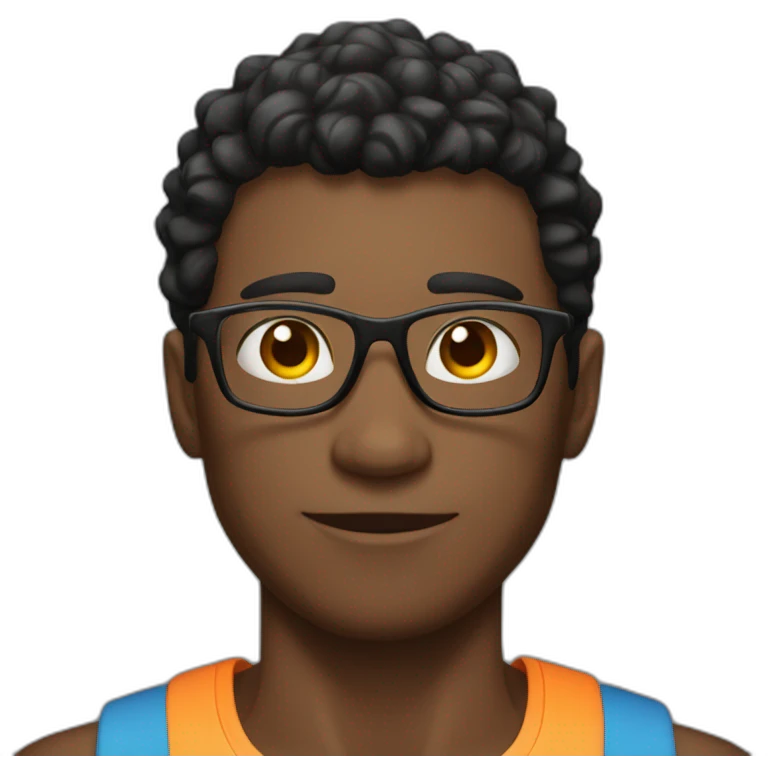Skinny guy in glasses in gym emoji