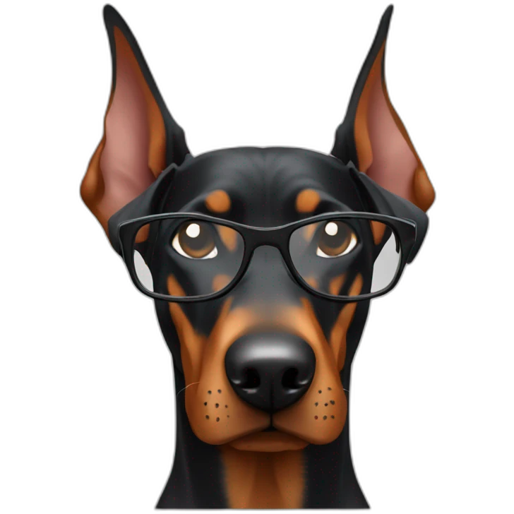 Doberman dog with glasses emoji