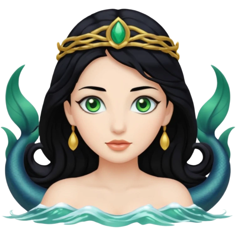 diosa del mar pelo negro piel blanca emoji