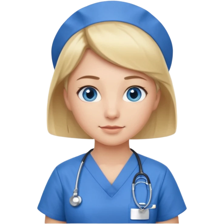 Nurse blue eyes short blond blue scrubs emoji