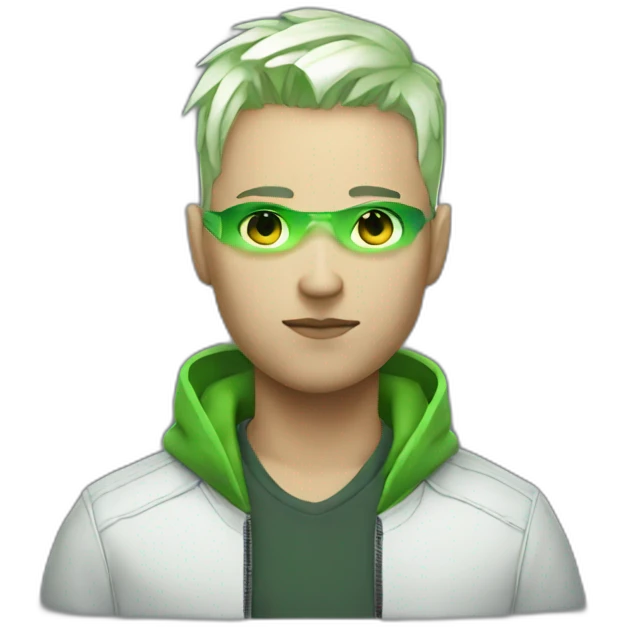 Cyberpunk White men with green gradient and short hair emoji