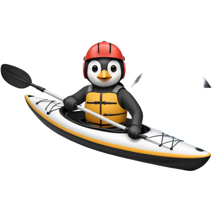 penguen kayakçı kasklı emoji