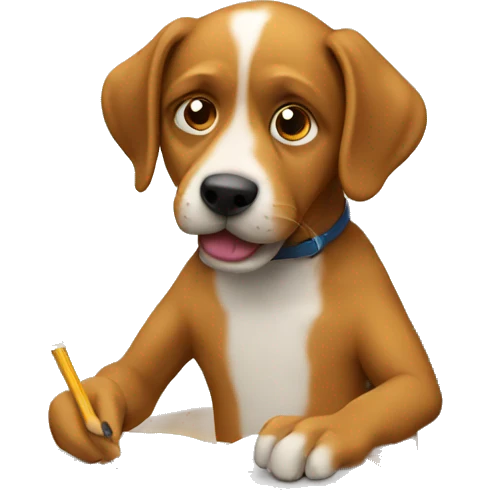 dog eating homework emoji