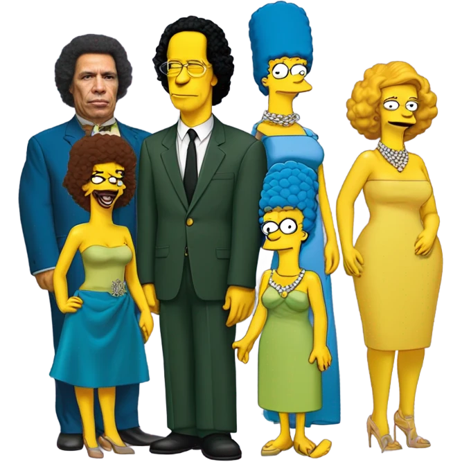 muammar gaddafi with the cast of the simpsons at the met gala emoji