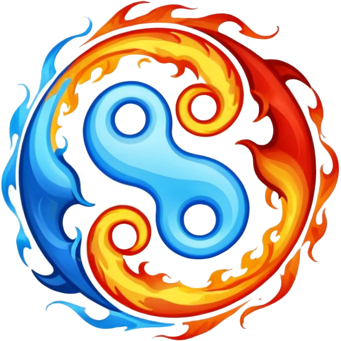 The fire and water emojis are in the form of the yin-yan symbol in front of a completely black background. let the background be black emoji