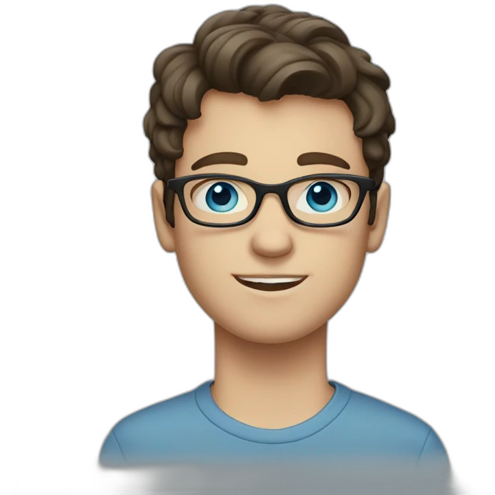 Brunette white boy with blue eyes with glasses emoji
