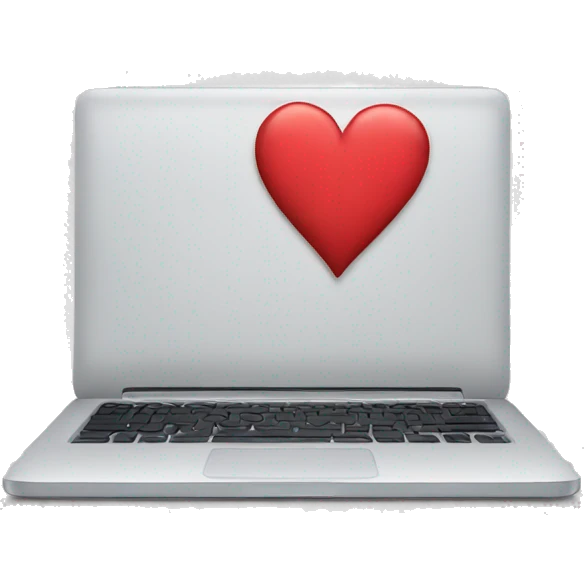 A laptop with a heart emoji