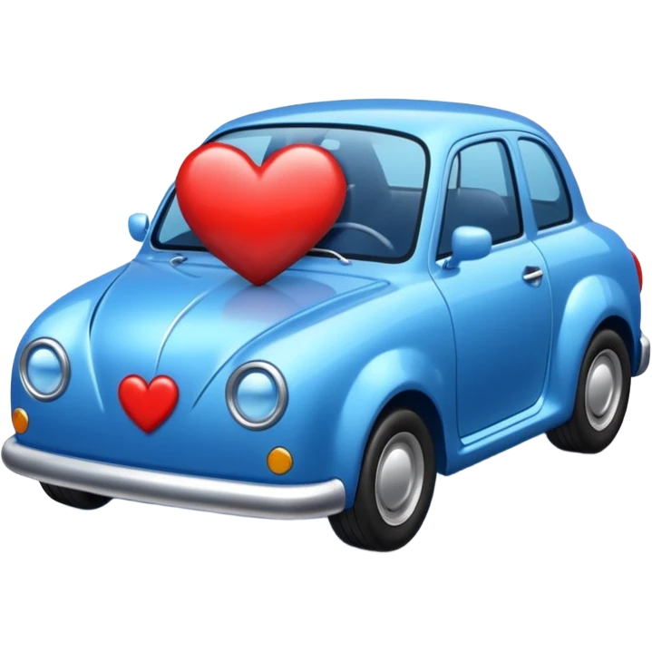 Blue car with heart emoji