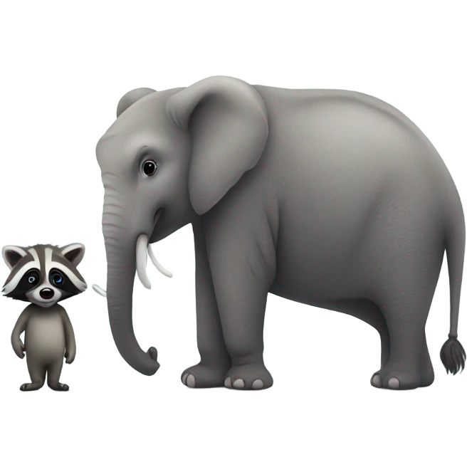 Raccoon with a elephant friend emoji