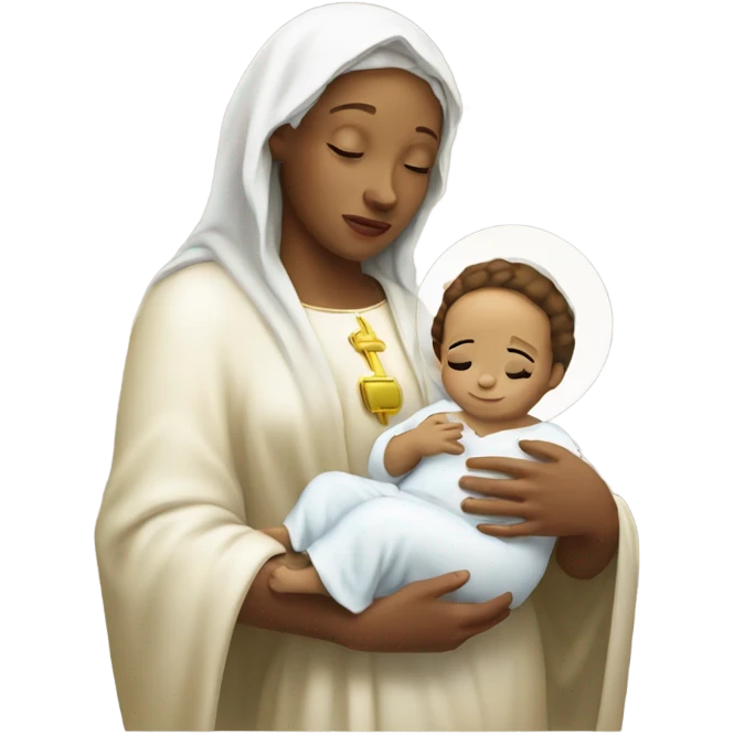 light skin virgin mary holding baby jesus emoji