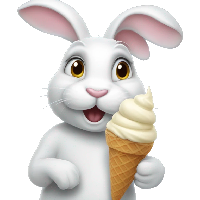 Bunny eating ice cream emoji