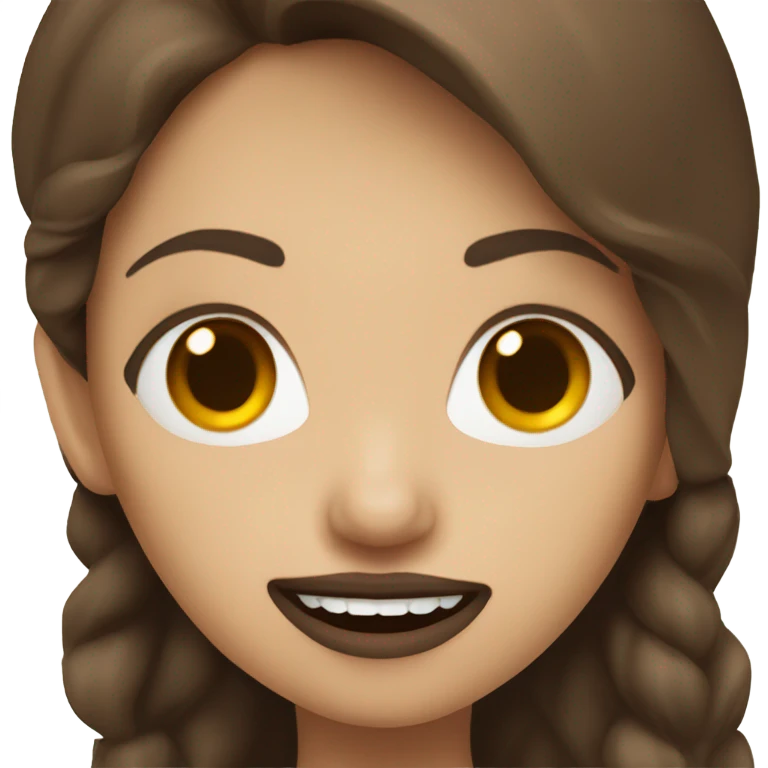Lady with vampire teeth and brown hair emoji