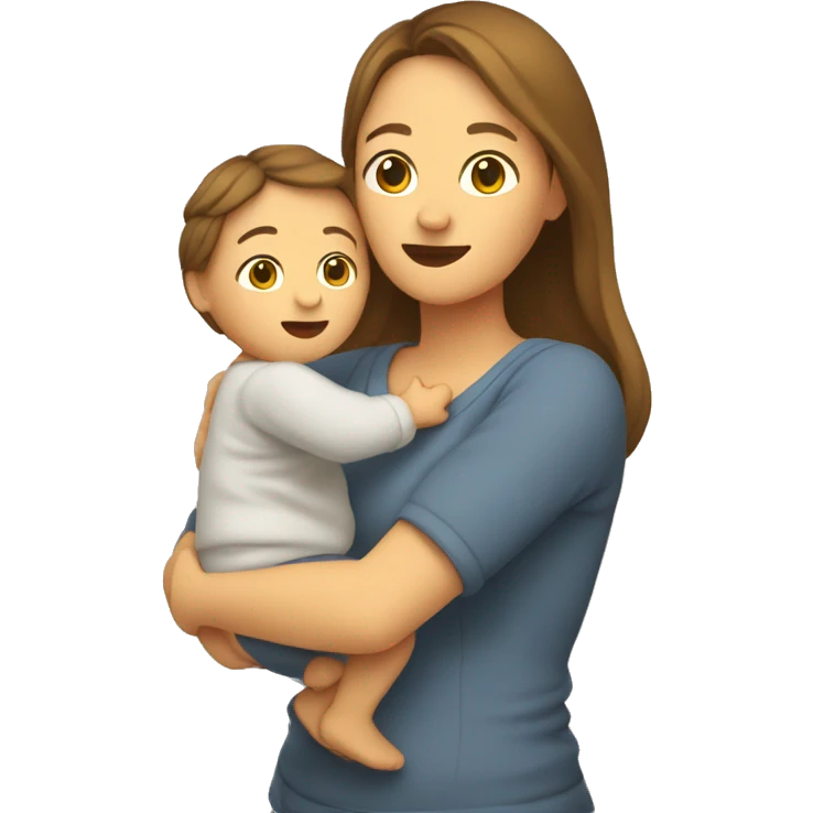 Mom holds the baby in her arms facing each other emoji