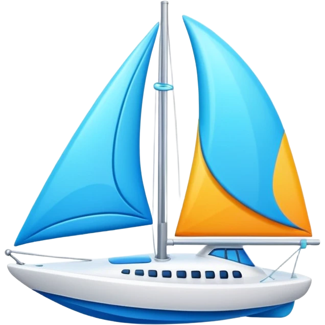 Animated emoji pack, 3D cute style, abstract sailboat AI icon, futuristic banana character, loop animation, transparent background, sticker style emoji