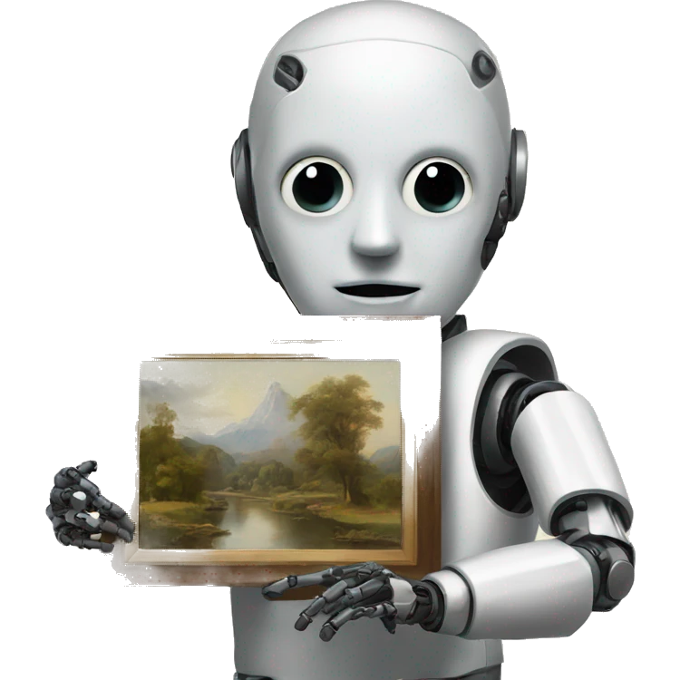 artificial intelligence holding its painting emoji